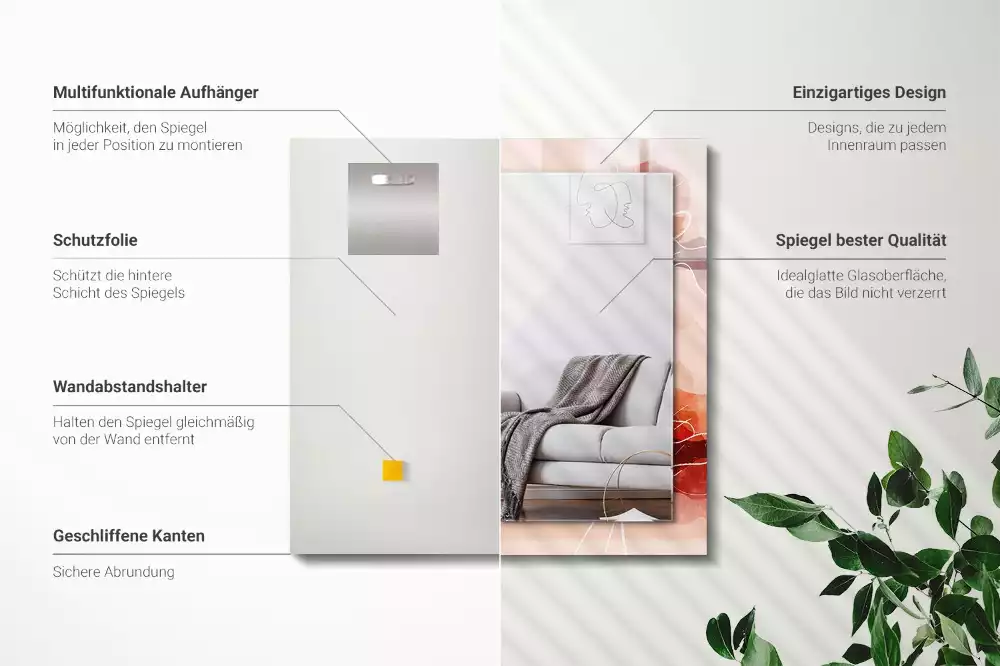 Obdélníkové dekorační zrcadlo Abstraktní květinové vzory