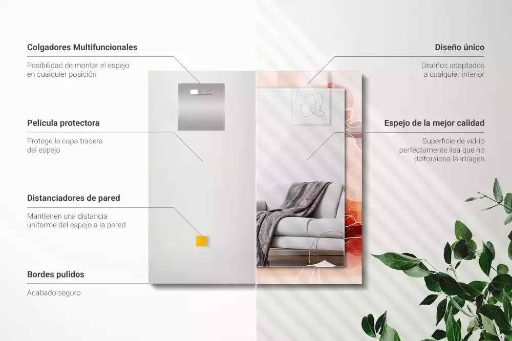 Obdélníkové dekorační zrcadlo Abstraktní květinové vzory