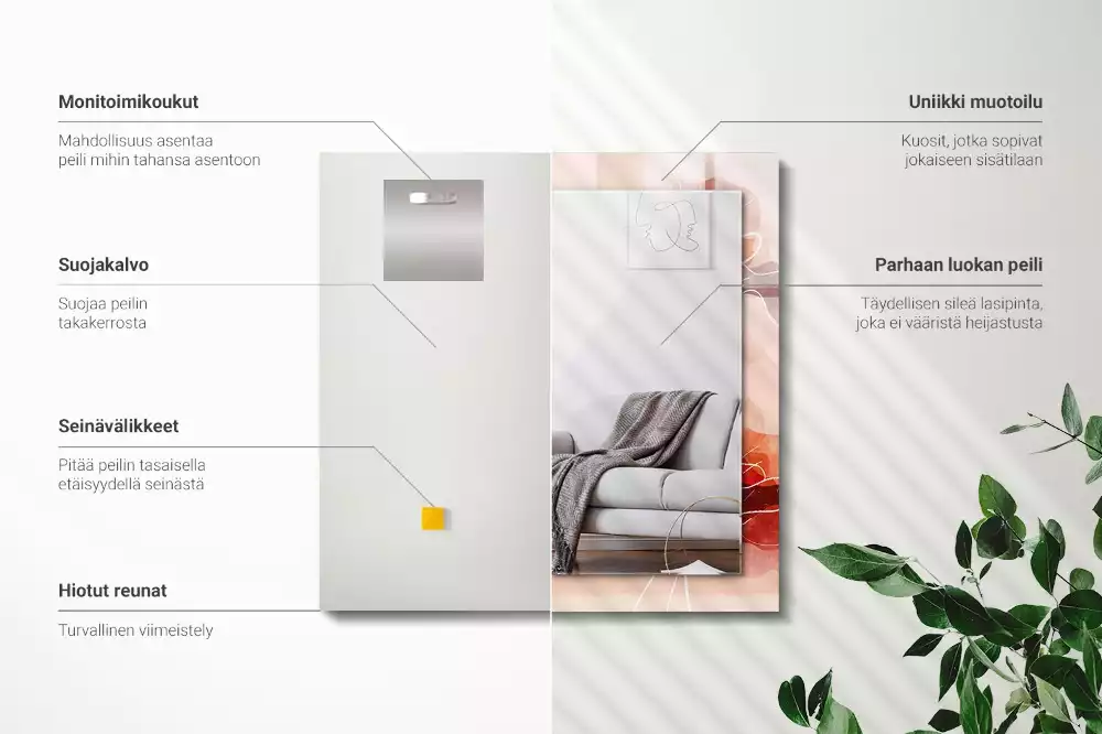 Obdélníkové dekorační zrcadlo Abstraktní květinové vzory