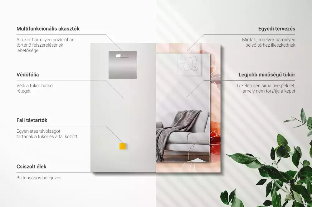 Obdélníkové dekorační zrcadlo Abstraktní květinové vzory