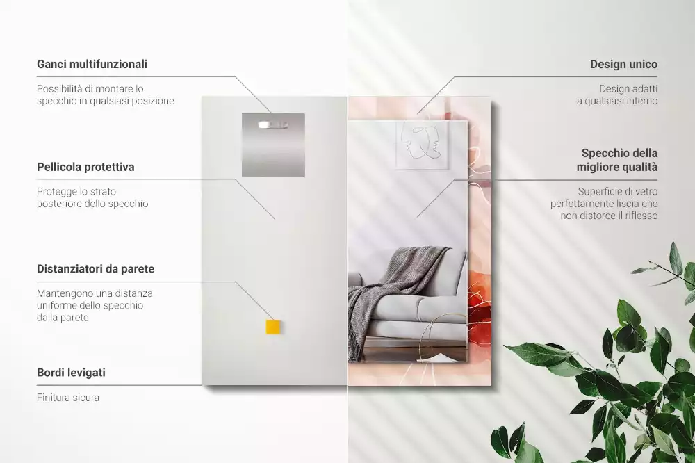 Obdélníkové dekorační zrcadlo Abstraktní květinové vzory