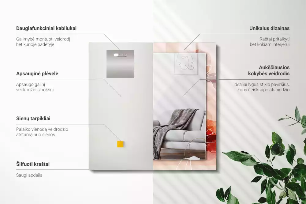 Obdélníkové dekorační zrcadlo Abstraktní květinové vzory