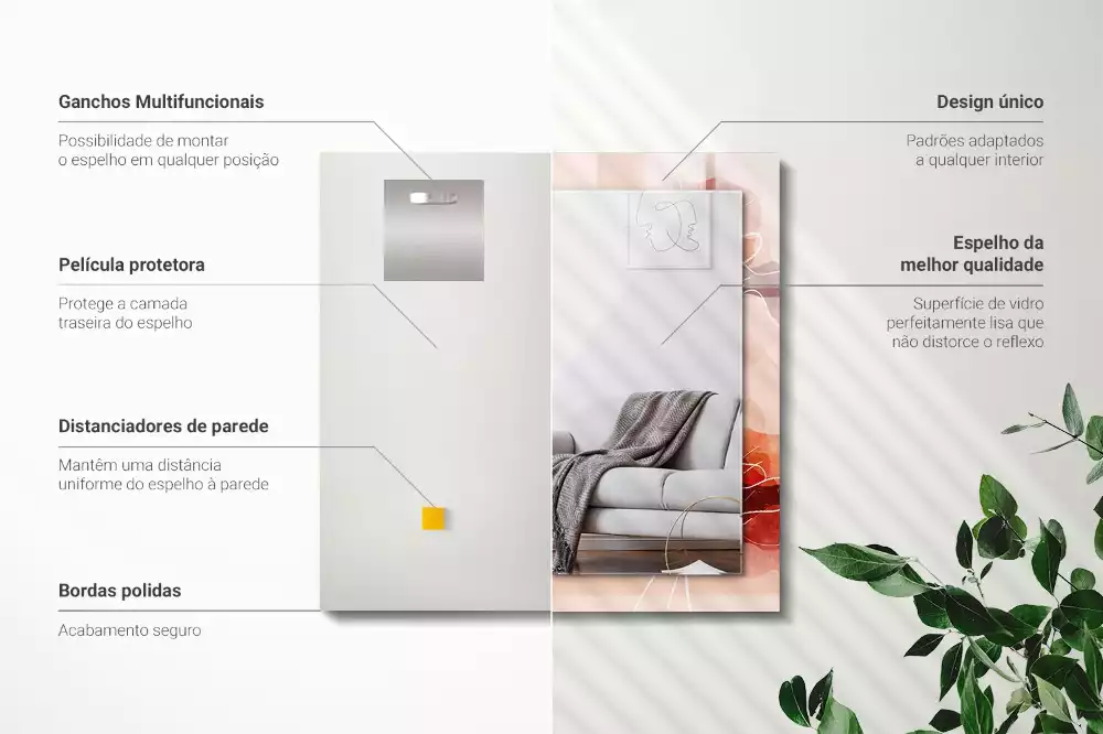 Obdélníkové dekorační zrcadlo Abstraktní květinové vzory