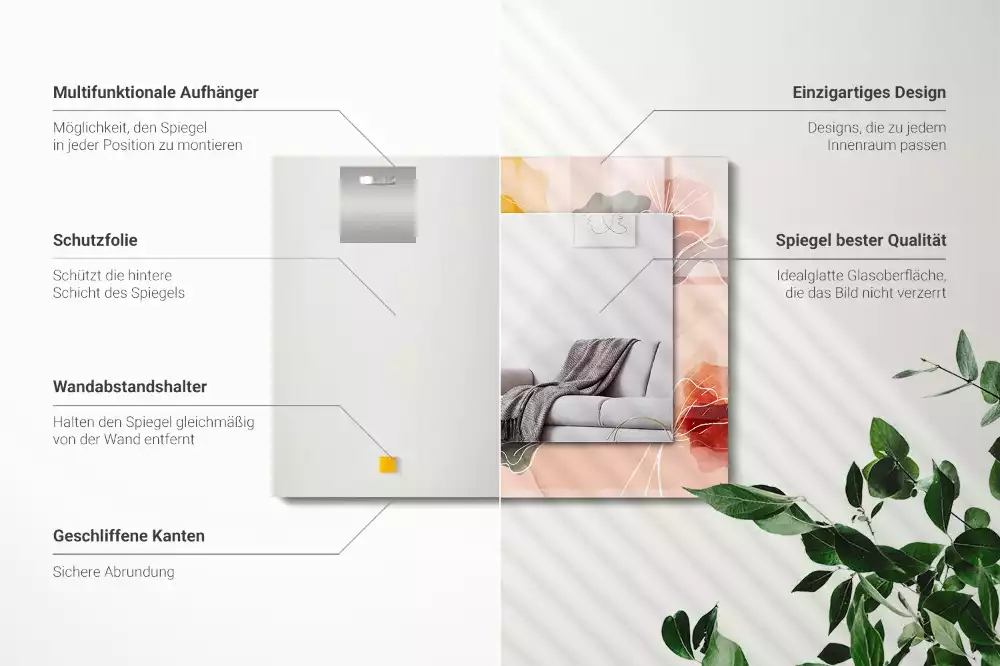 Obdélníkové dekorační zrcadlo Abstraktní květinové vzory