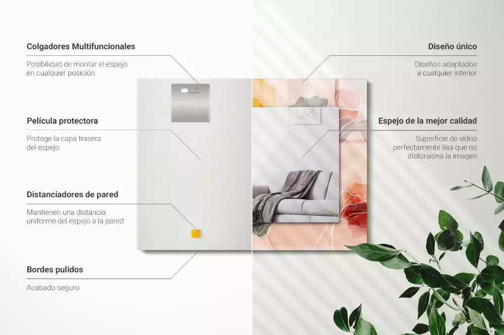 Obdélníkové dekorační zrcadlo Abstraktní květinové vzory