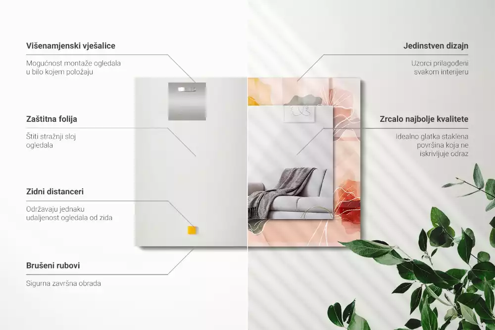 Obdélníkové dekorační zrcadlo Abstraktní květinové vzory