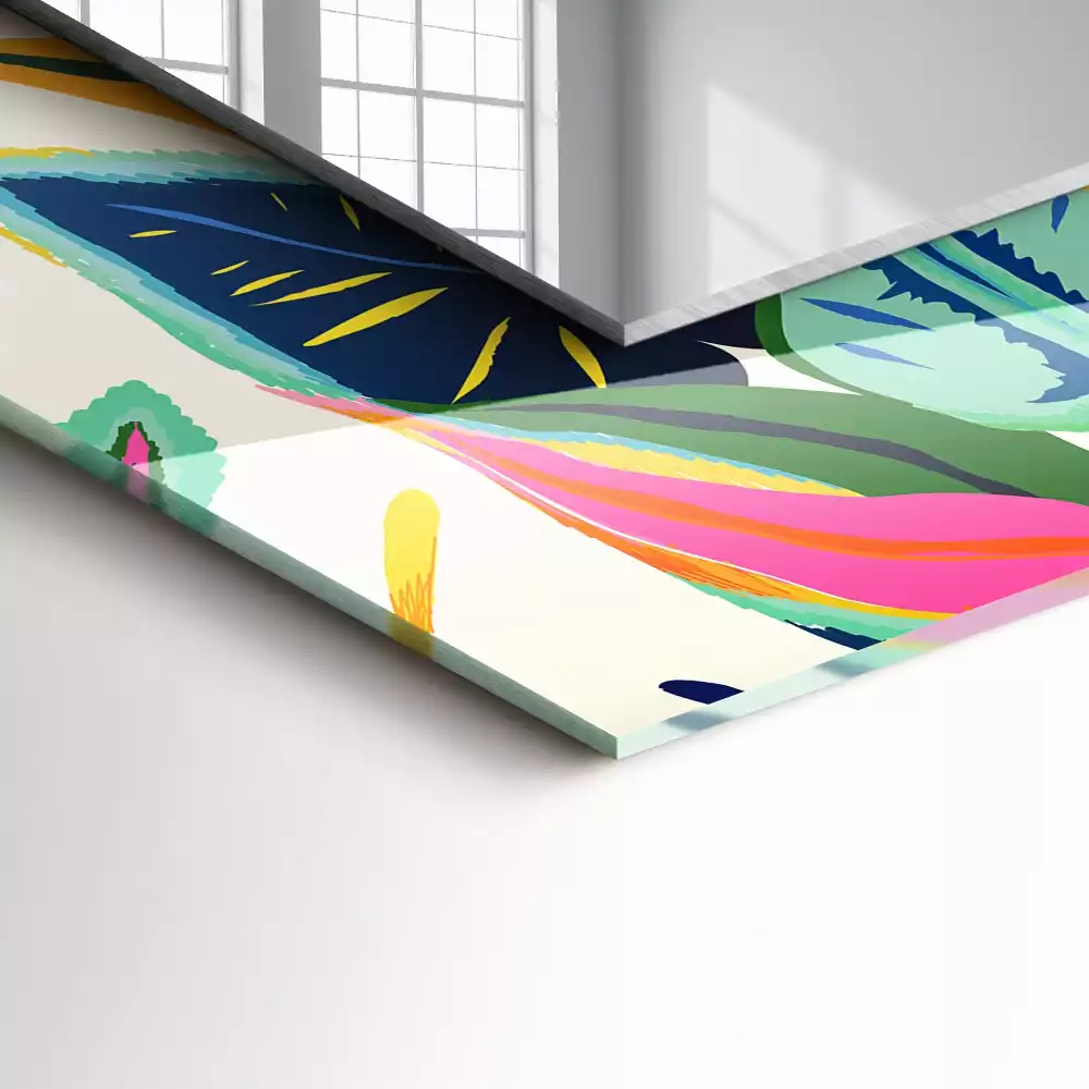 Obdélníkové dekorační zrcadlo Vzor barevné listy