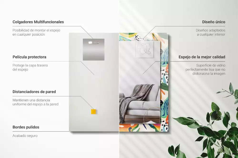 Obdélníkové dekorační zrcadlo Vzor barevné listy