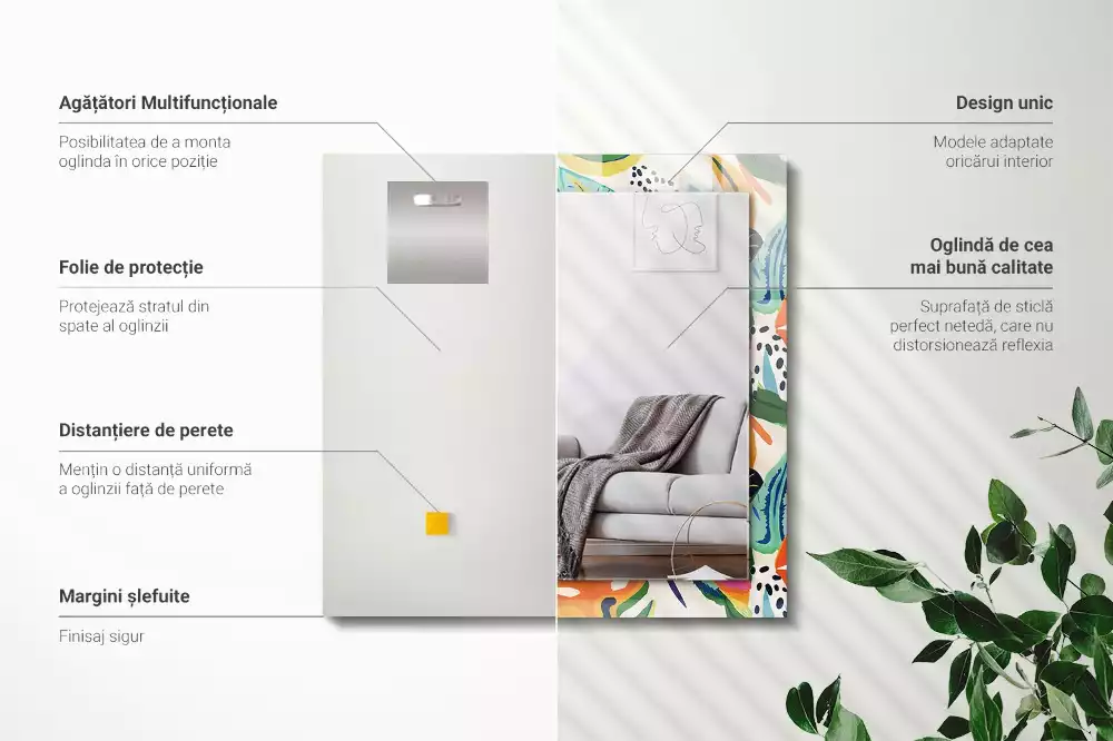 Obdélníkové dekorační zrcadlo Vzor barevné listy