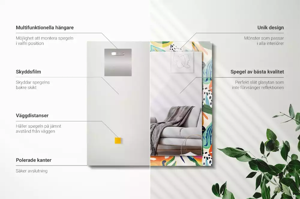 Obdélníkové dekorační zrcadlo Vzor barevné listy