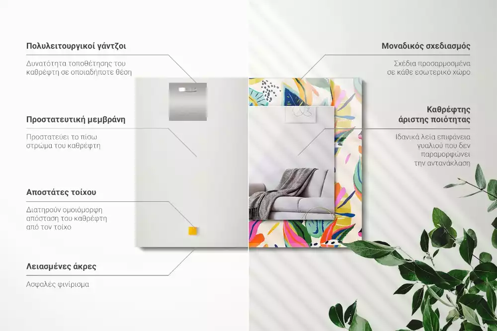 Obdélníkové dekorační zrcadlo Vzor barevné listy