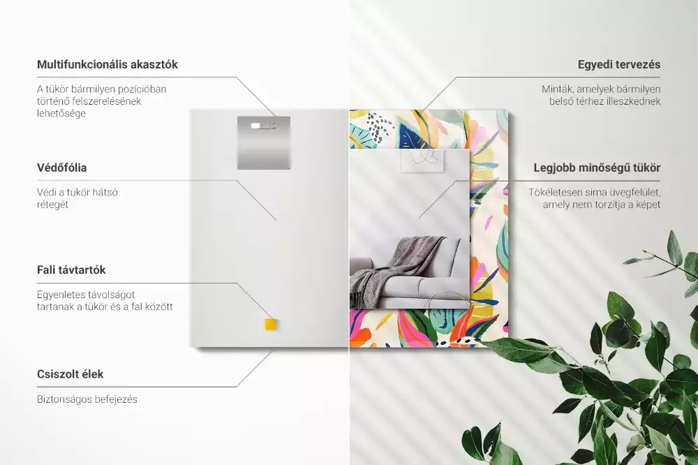 Obdélníkové dekorační zrcadlo Vzor barevné listy