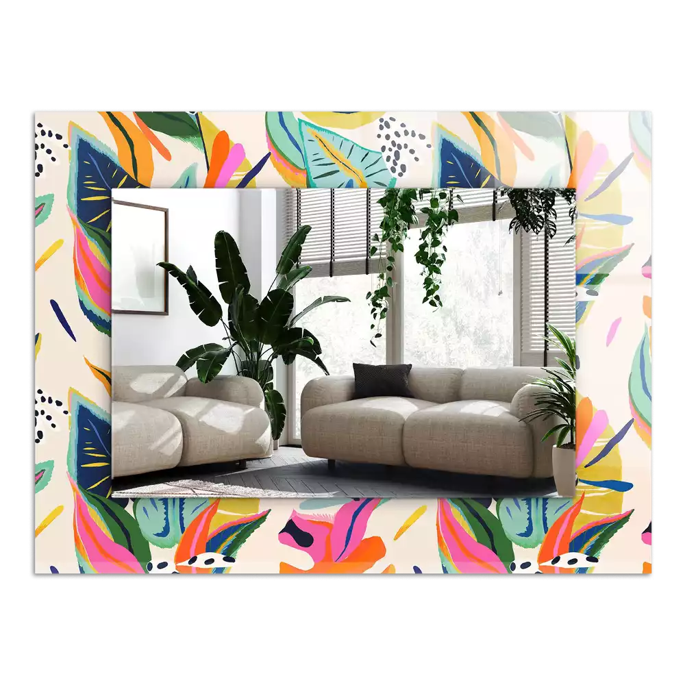 Obdélníkové dekorační zrcadlo Vzor barevné listy