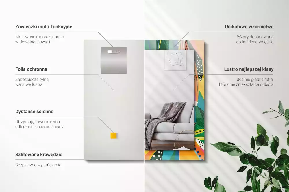 Obdélníkové dekorační zrcadlo Barevný abstraktní vzor