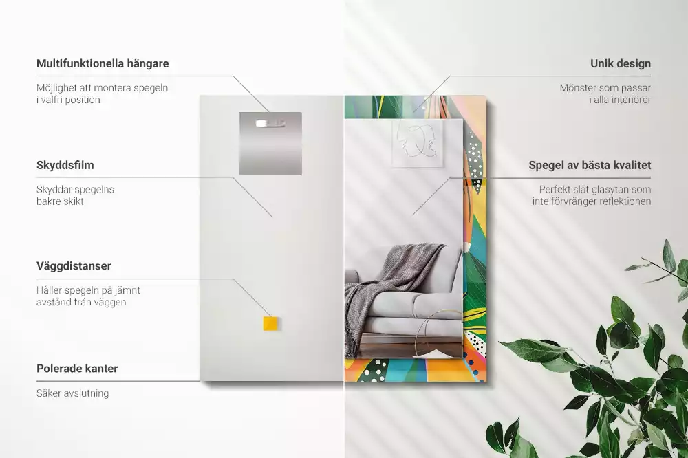 Obdélníkové dekorační zrcadlo Barevný abstraktní vzor