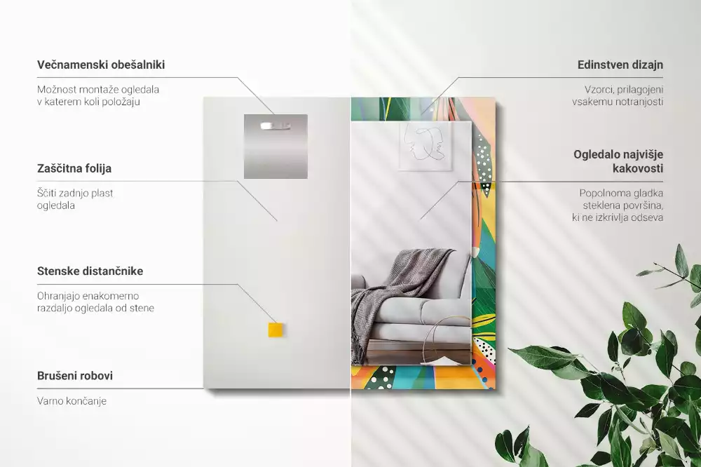 Obdélníkové dekorační zrcadlo Barevný abstraktní vzor