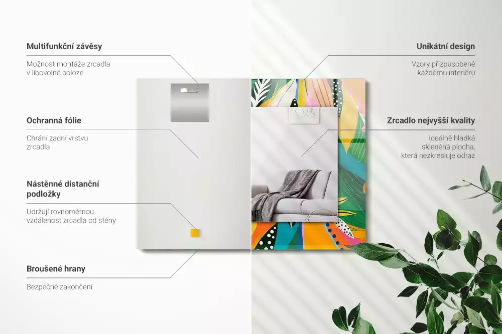Obdélníkové dekorační zrcadlo Barevný abstraktní vzor