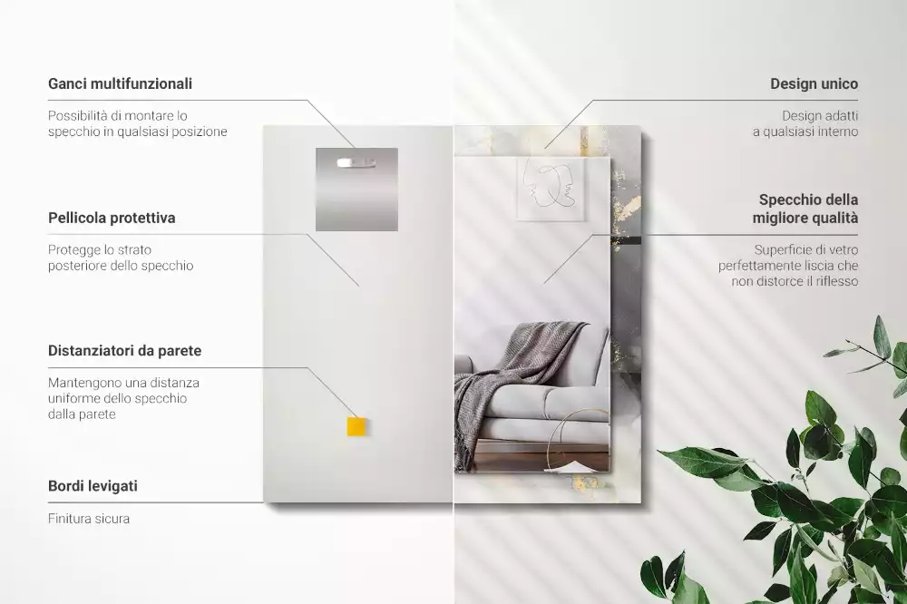 Obdélníkové dekorační zrcadlo Abstraktní moderní umění