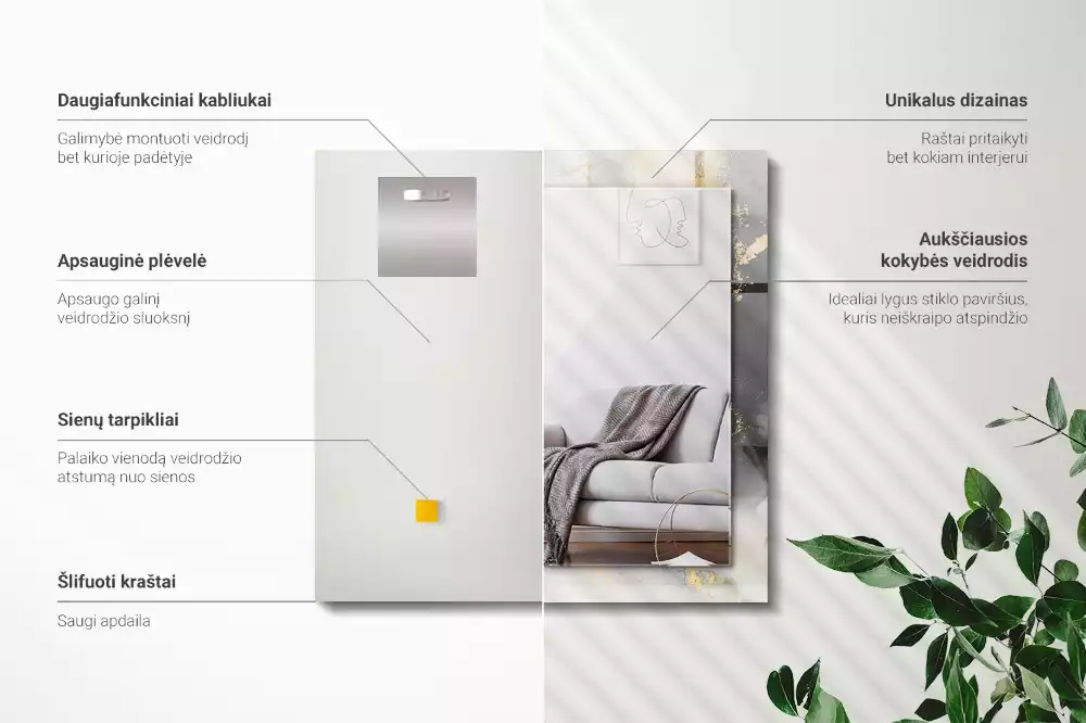 Obdélníkové dekorační zrcadlo Abstraktní moderní umění