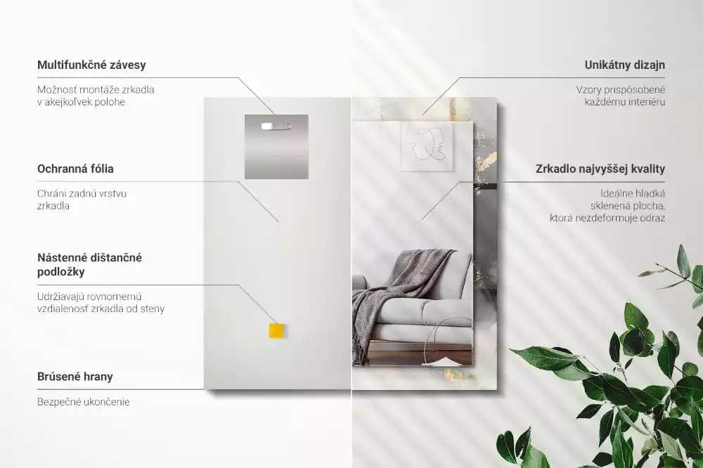 Obdélníkové dekorační zrcadlo Abstraktní moderní umění