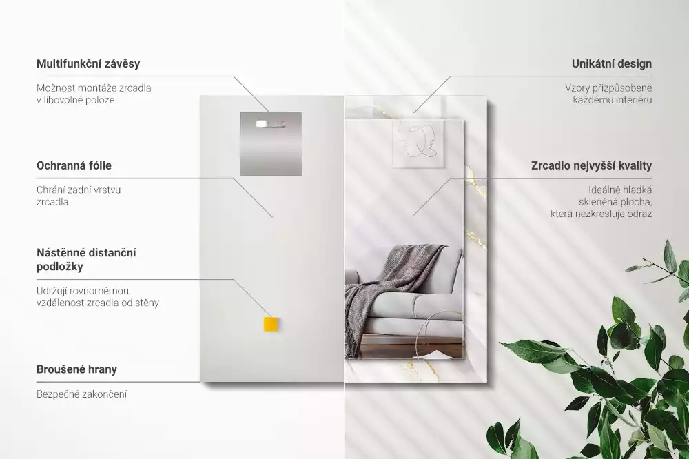 Obdélníkové dekorační zrcadlo Šedý mramor