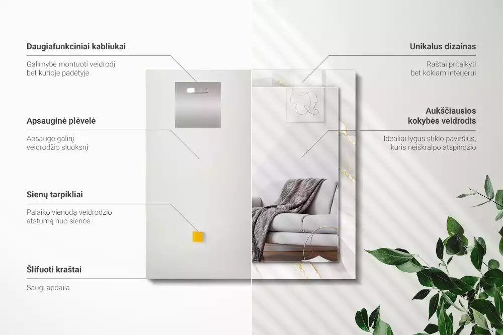 Obdélníkové dekorační zrcadlo Šedý mramor