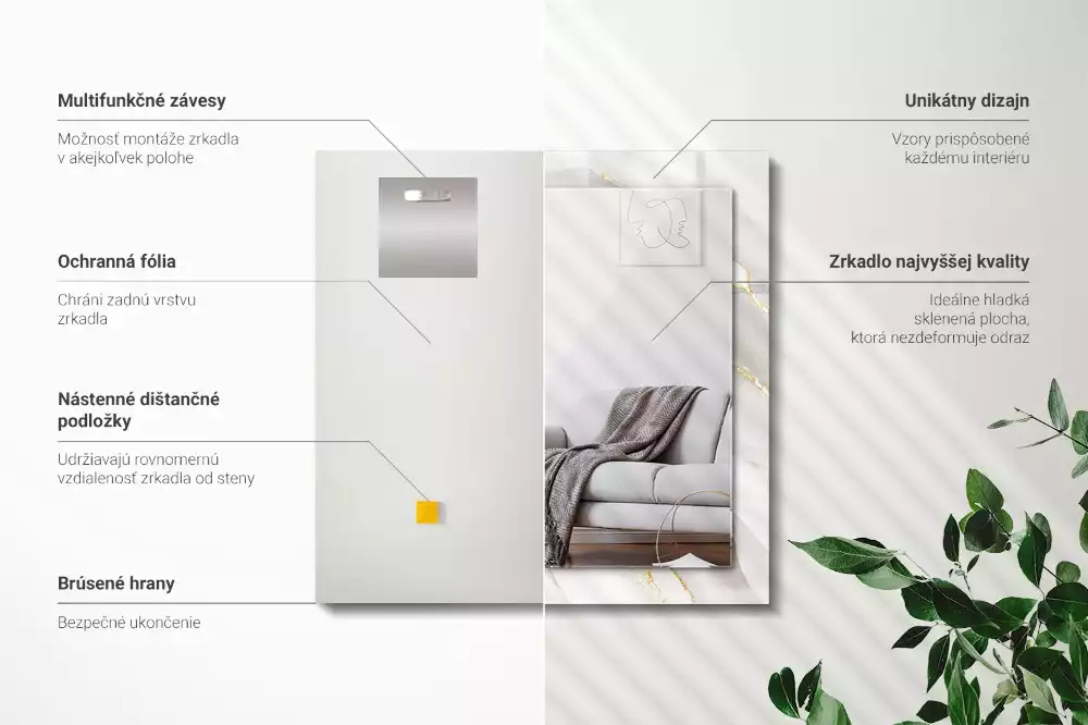 Obdélníkové dekorační zrcadlo Šedý mramor