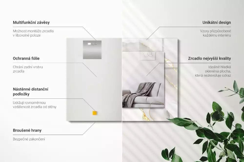 Obdélníkové dekorační zrcadlo Šedý mramor