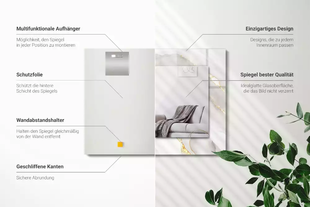 Obdélníkové dekorační zrcadlo Šedý mramor