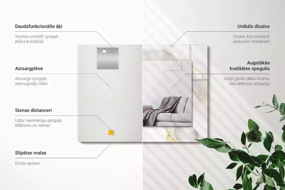 Obdélníkové dekorační zrcadlo Šedý mramor