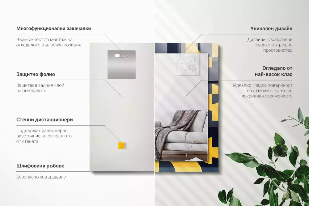 Obdélníkové dekorační zrcadlo Abstraktní geometrický vzor