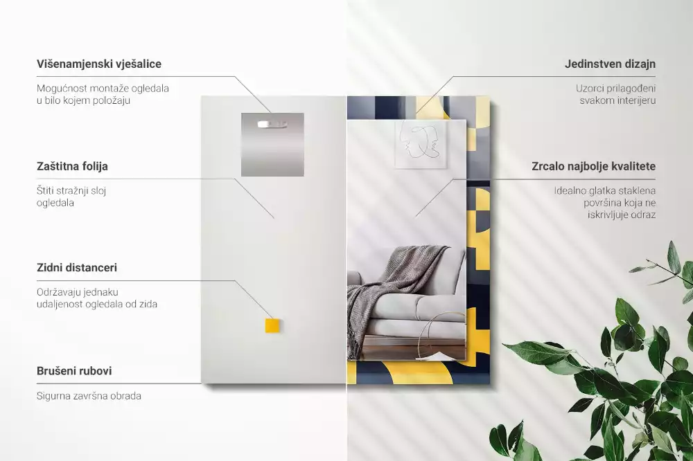 Obdélníkové dekorační zrcadlo Abstraktní geometrický vzor