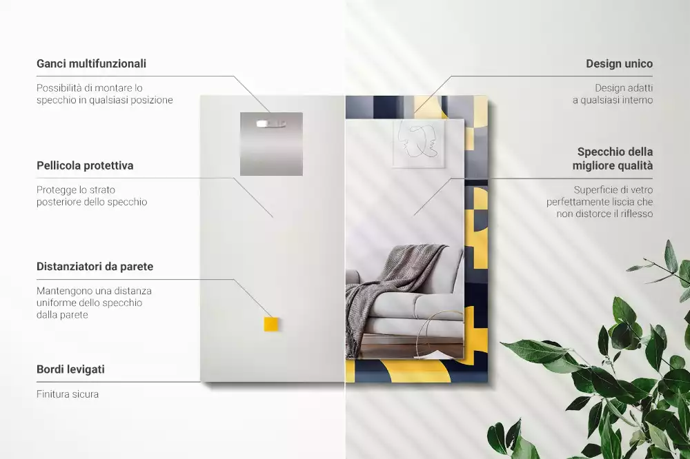 Obdélníkové dekorační zrcadlo Abstraktní geometrický vzor