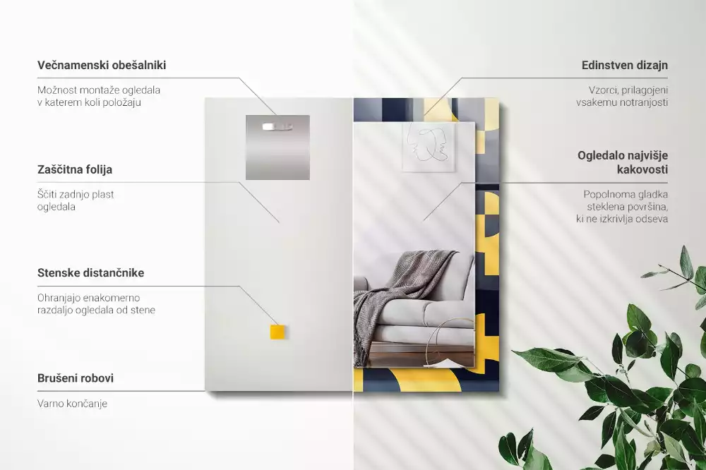 Obdélníkové dekorační zrcadlo Abstraktní geometrický vzor