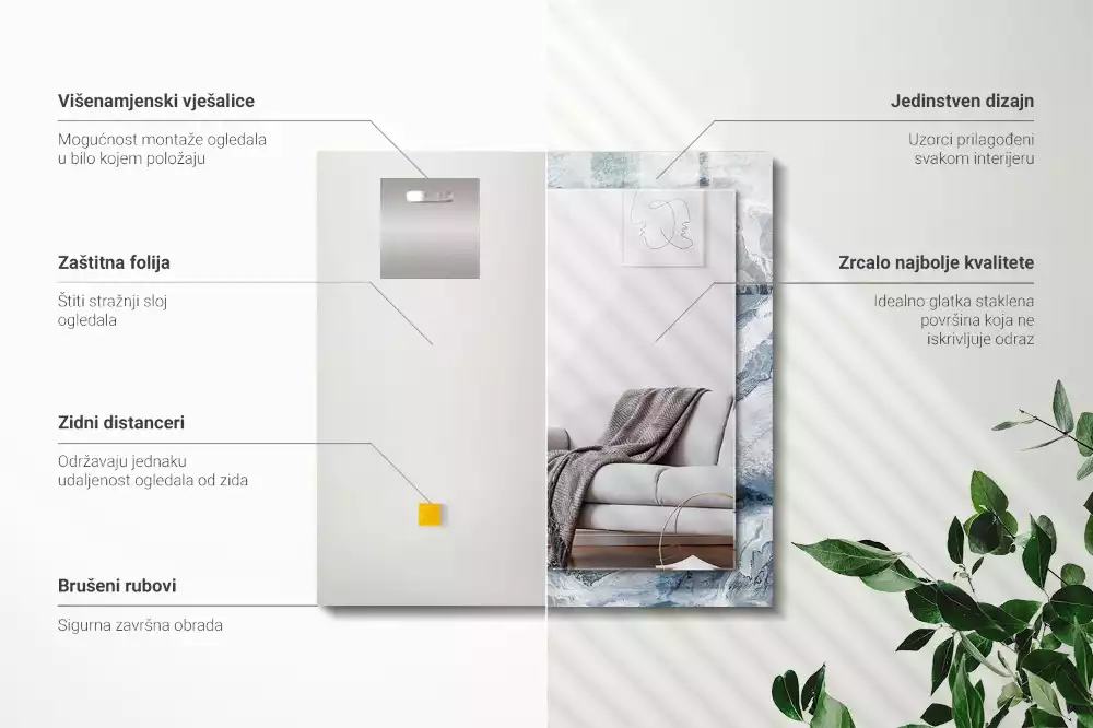 Obdélníkové dekorační zrcadlo Mramor v odstínech