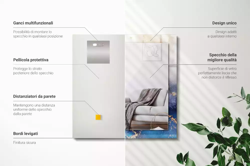 Obdélníkové dekorační zrcadlo Abstraktní výtvarné umění