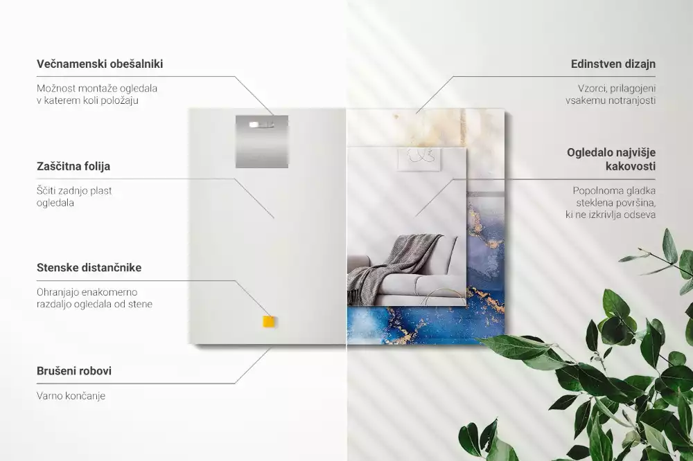 Obdélníkové dekorační zrcadlo Abstraktní výtvarné umění