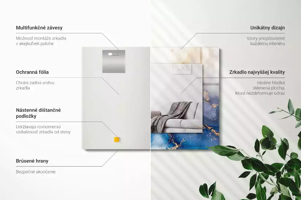 Obdélníkové dekorační zrcadlo Abstraktní výtvarné umění