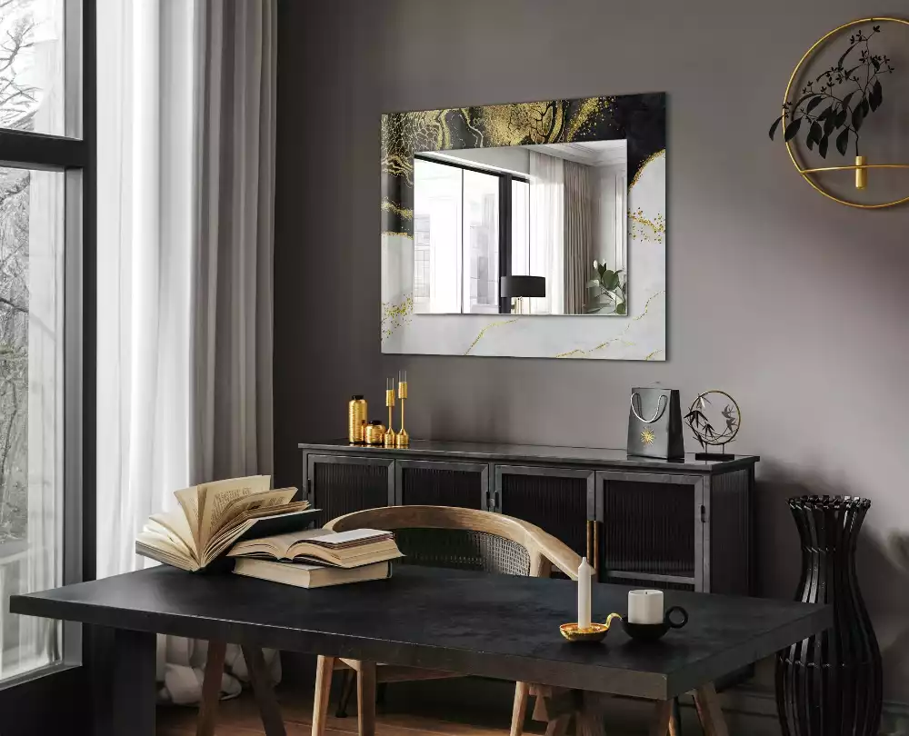 Obdélníkové dekorační zrcadlo Abstraktní zlaté umění