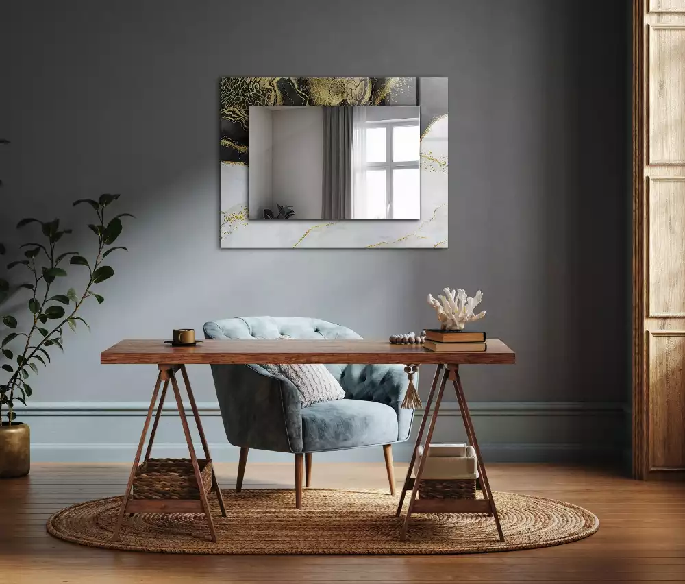 Obdélníkové dekorační zrcadlo Abstraktní zlaté umění