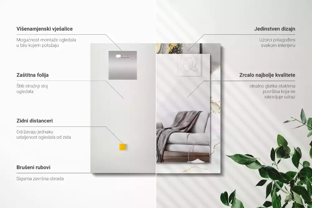 Obdélníkové dekorační zrcadlo Abstraktní zlaté umění