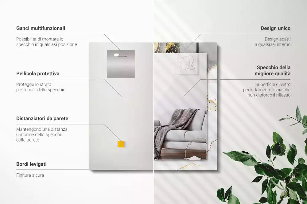 Obdélníkové dekorační zrcadlo Abstraktní zlaté umění