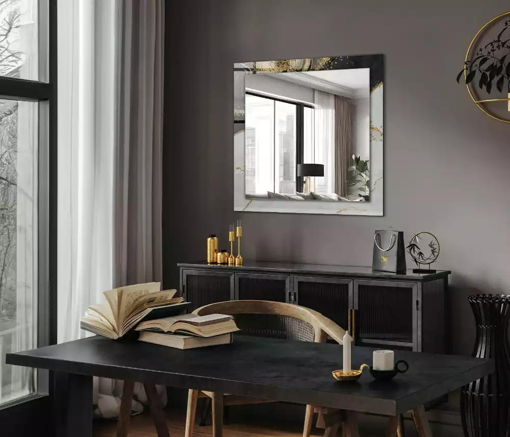 Obdélníkové dekorační zrcadlo Abstraktní zlaté umění