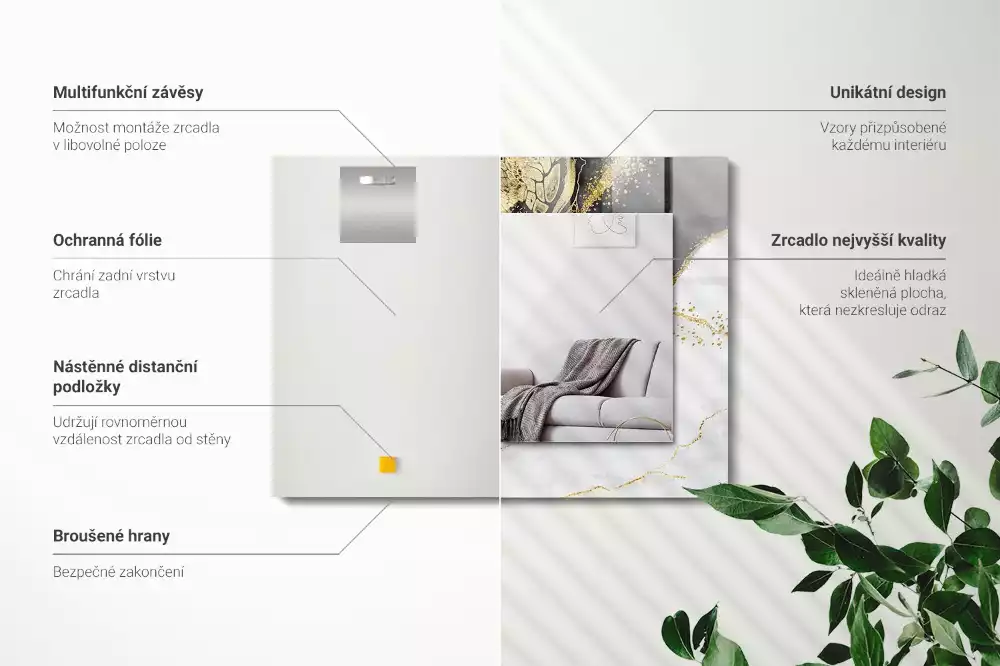 Obdélníkové dekorační zrcadlo Abstraktní zlaté umění