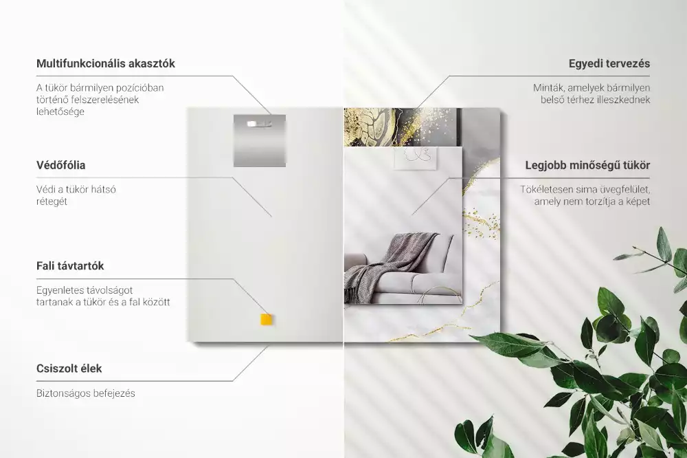 Obdélníkové dekorační zrcadlo Abstraktní zlaté umění