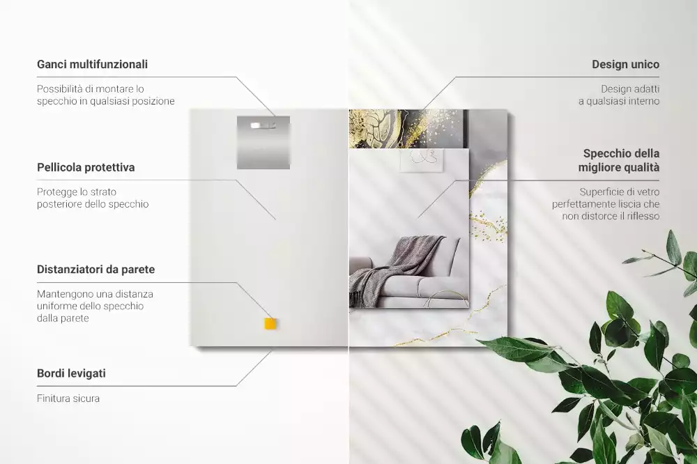 Obdélníkové dekorační zrcadlo Abstraktní zlaté umění
