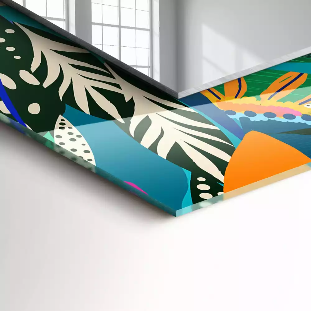 Obdélníkové dekorační zrcadlo Barevné abstraktní květiny