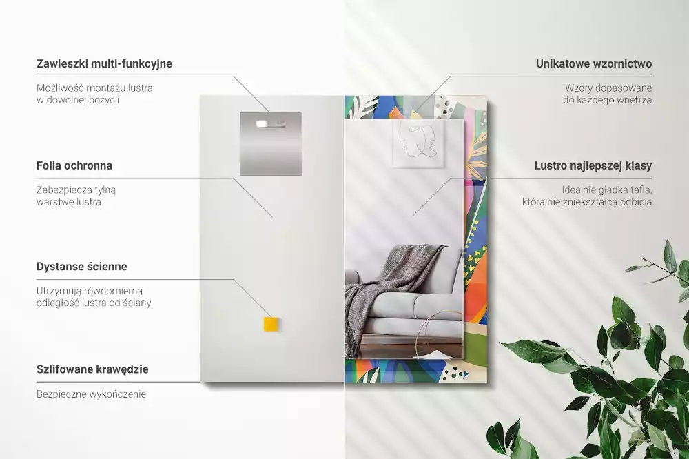 Obdélníkové dekorační zrcadlo Barevné abstraktní květiny