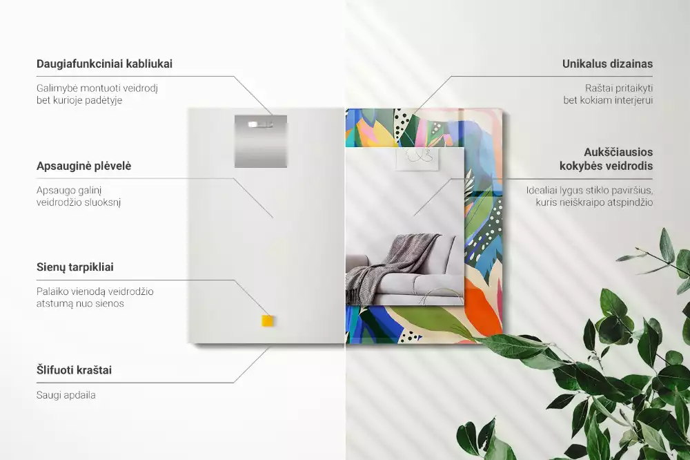 Obdélníkové dekorační zrcadlo Barevné abstraktní květiny