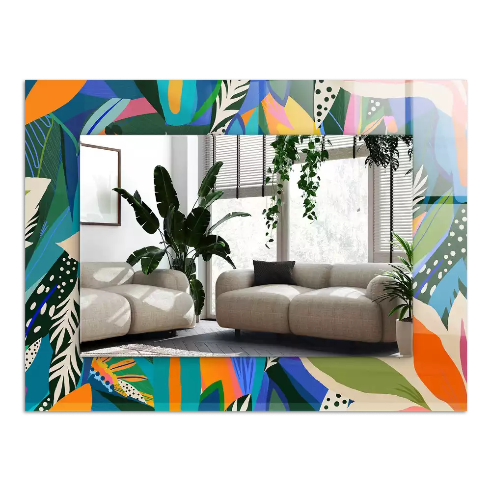 Obdélníkové dekorační zrcadlo Barevné abstraktní květiny